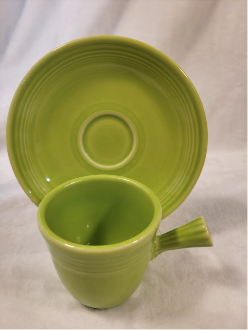 Fiesta Ware Chartreuse Demitasse Cup & Saucer Set Homer Laughlin HLC Retired